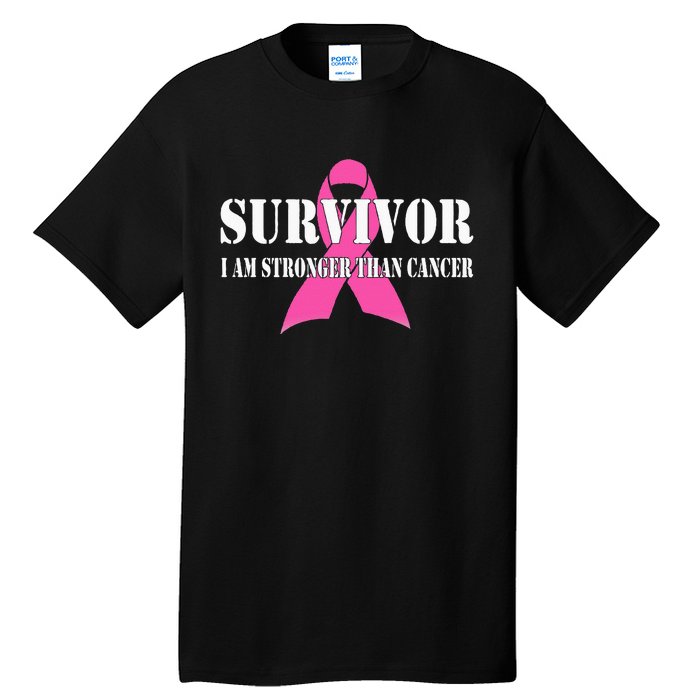 Survivor I Am Stronger Than Cancer Breast Cancer Awareness Tall T-Shirt