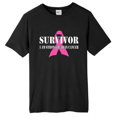 Survivor I Am Stronger Than Cancer Breast Cancer Awareness Tall Fusion ChromaSoft Performance T-Shirt