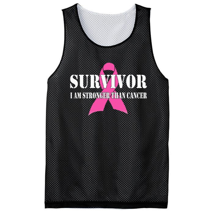 Survivor I Am Stronger Than Cancer Breast Cancer Awareness Mesh Reversible Basketball Jersey Tank