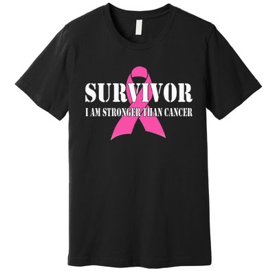 Survivor I Am Stronger Than Cancer Breast Cancer Awareness Premium T-Shirt