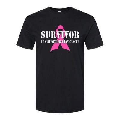 Survivor I Am Stronger Than Cancer Breast Cancer Awareness Softstyle CVC T-Shirt