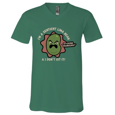 Spawnonme IM A Sentient Lima Bean And I DonT Git It V-Neck T-Shirt