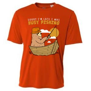 Sorry I Am Late I Was Fishing Gift Cooling Performance Crew T-Shirt