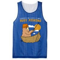 Sorry I Am Late I Was Fishing Gift Mesh Reversible Basketball Jersey Tank