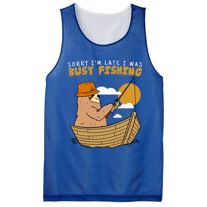 Sorry I Am Late I Was Fishing Gift Mesh Reversible Basketball Jersey Tank