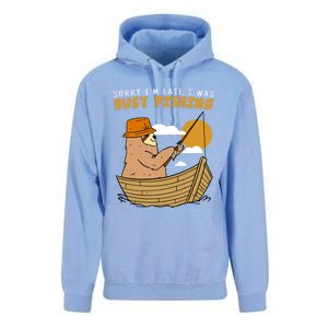 Sorry I Am Late I Was Fishing Gift Unisex Surf Hoodie