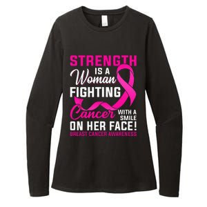 Strength Is A Woman Fighting Cancer Breast Cancer Awareness Womens CVC Long Sleeve Shirt