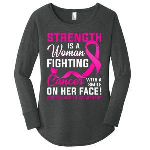 Strength Is A Woman Fighting Cancer Breast Cancer Awareness Women's Perfect Tri Tunic Long Sleeve Shirt