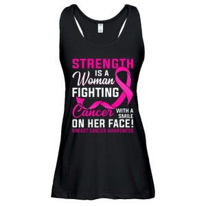 Strength Is A Woman Fighting Cancer Breast Cancer Awareness Ladies Essential Flowy Tank