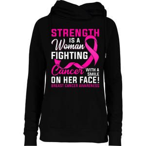 Strength Is A Woman Fighting Cancer Breast Cancer Awareness Womens Funnel Neck Pullover Hood