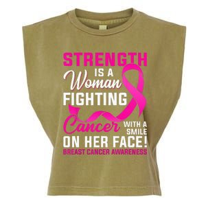 Strength Is A Woman Fighting Cancer Breast Cancer Awareness Garment-Dyed Women's Muscle Tee