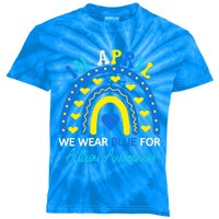 Support In April We Wear Blue Rainbow Autism Awareness Month Gift Kids Tie-Dye T-Shirt