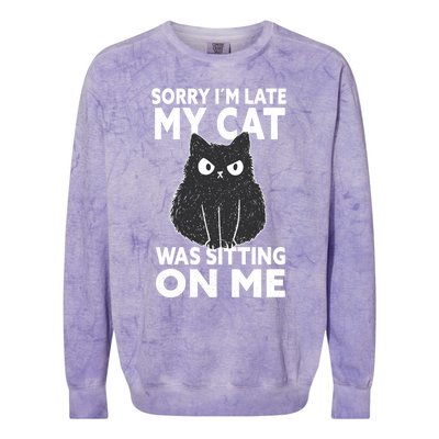 Sorry I Am Late My Cat Was Sitting On Me Gift Cat Lover Cat Gift Colorblast Crewneck Sweatshirt