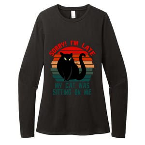 Sorry I Am Late My Cat Was Sitting On Me Cat Lover Designs Cute Gift Womens CVC Long Sleeve Shirt