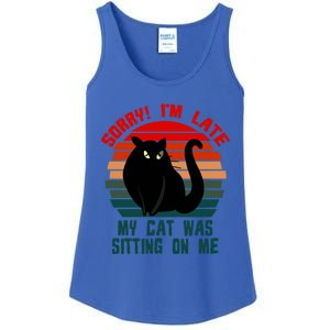 Sorry I Am Late My Cat Was Sitting On Me Cat Lover Designs Cute Gift Ladies Essential Tank