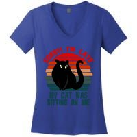 Sorry I Am Late My Cat Was Sitting On Me Cat Lover Designs Cute Gift Women's V-Neck T-Shirt