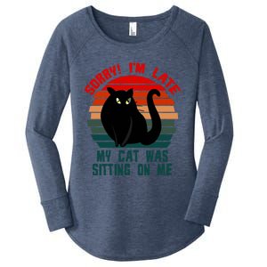 Sorry I Am Late My Cat Was Sitting On Me Cat Lover Designs Cute Gift Women's Perfect Tri Tunic Long Sleeve Shirt