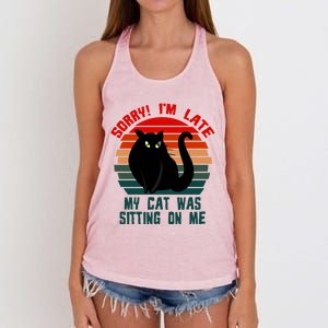 Sorry I Am Late My Cat Was Sitting On Me Cat Lover Designs Cute Gift Women's Knotted Racerback Tank