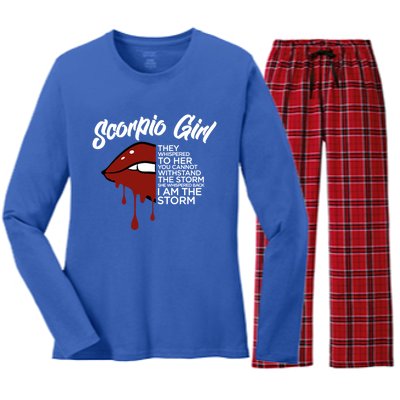 Scorpio I Am The Storm Scorpio Queen I Am Stronger Gift Women's Long Sleeve Flannel Pajama Set 