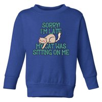 Sorry I Am Late My Cat Was Sitting On Me Cat Lover Designs Gift Toddler Sweatshirt