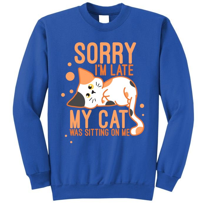 Sorry I Am Late My Cat Was Sitting On Me Funny Kitten Lover Gift Sweatshirt