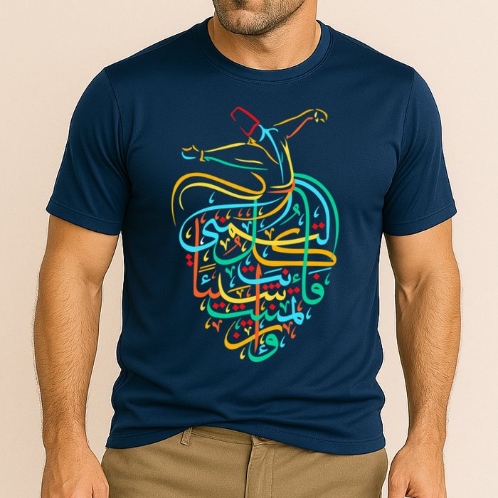 Sufism Islamic Arabic Calligraphy Art - Sufi Whirling Cooling Performance Crew T-Shirt