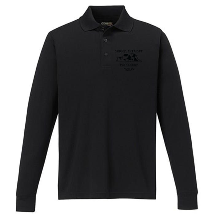 Sorry, I'm a bit Moody Today Cute moody Cow Performance Long Sleeve Polo