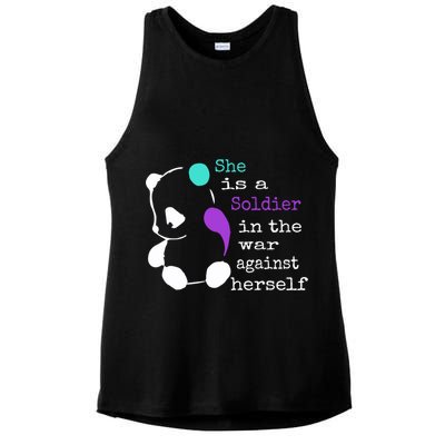 She Is A Soldier Semicolon Gift Suicide Prevention Awareness Gift Ladies PosiCharge Tri-Blend Wicking Tank