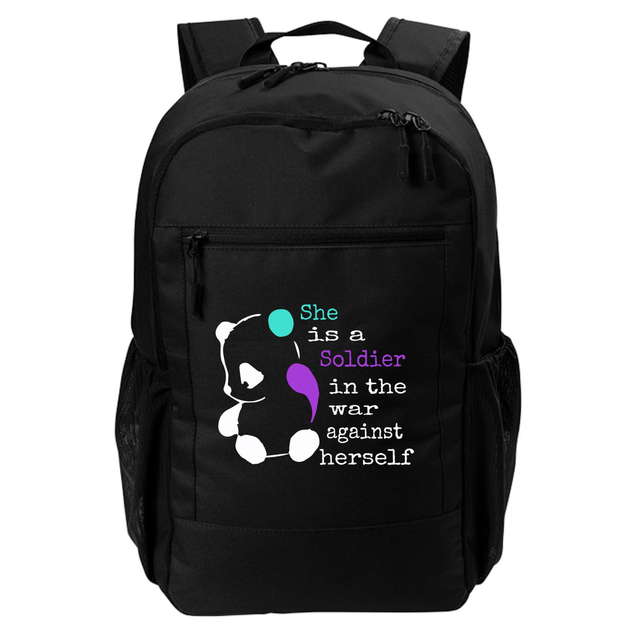 She Is A Soldier Semicolon Gift Suicide Prevention Awareness Gift Backpack