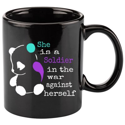She Is A Soldier Semicolon Gift Suicide Prevention Awareness Gift 11oz C Handle Ceramic Mug