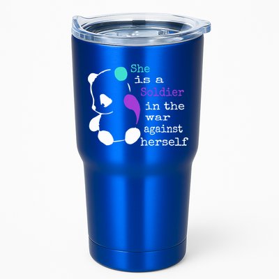 She Is A Soldier Semicolon Gift Suicide Prevention Awareness Gift Tumbler