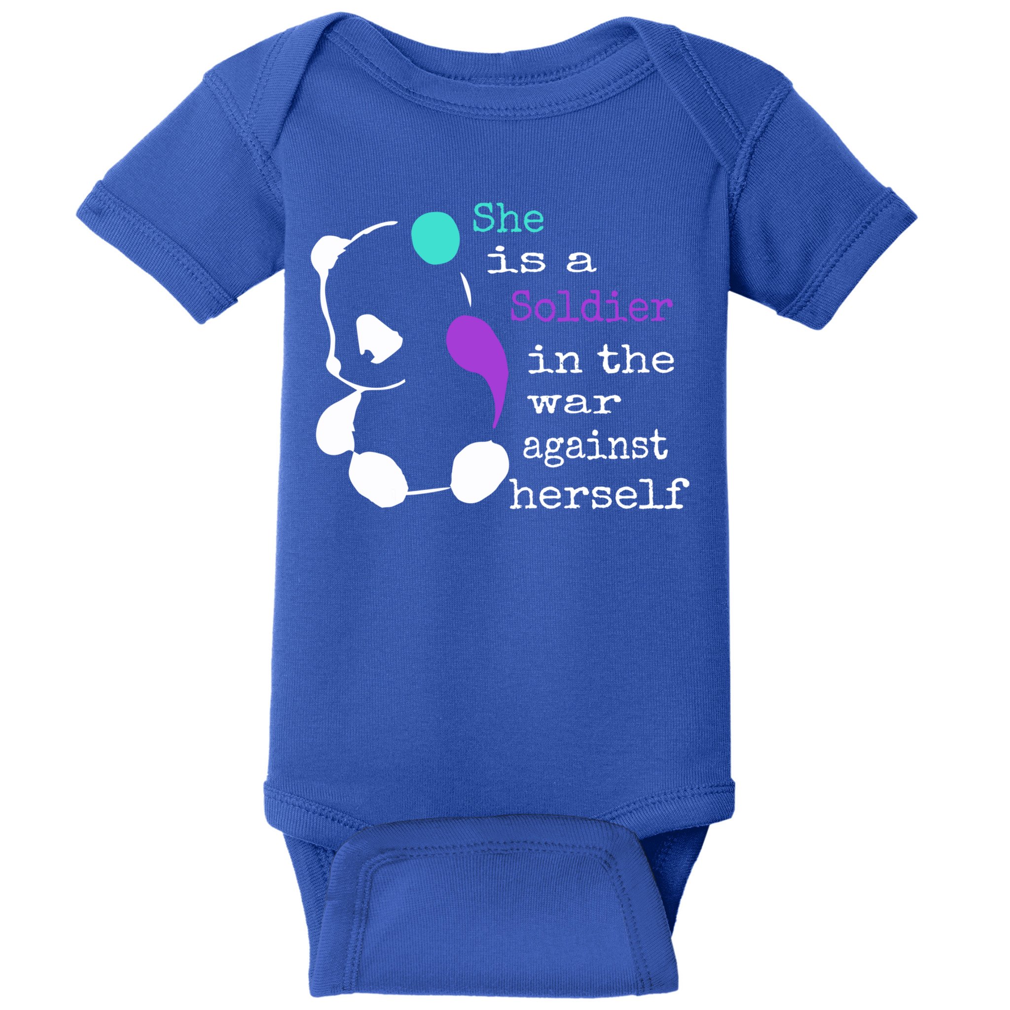 She Is A Soldier Semicolon Gift Suicide Prevention Awareness Gift Baby Bodysuit