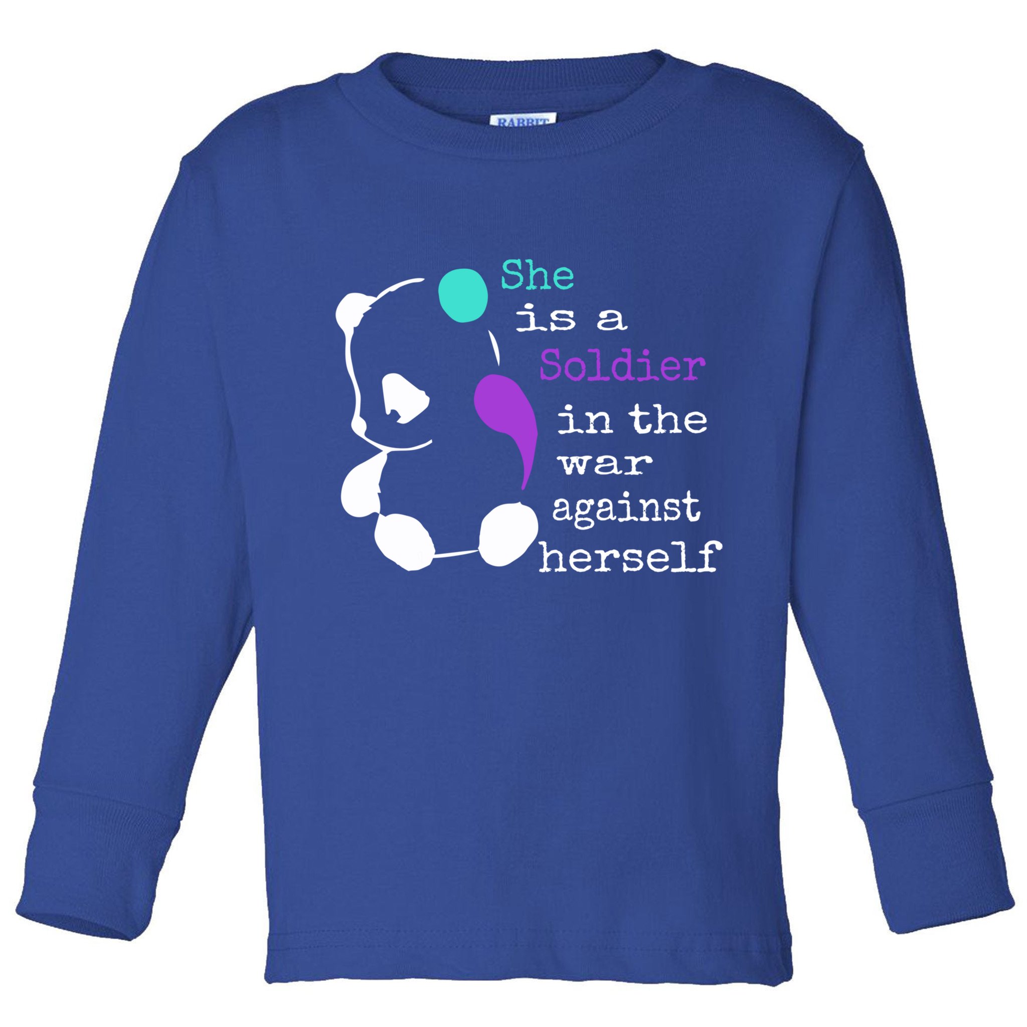 She Is A Soldier Semicolon Gift Suicide Prevention Awareness Gift Toddler Long Sleeve Shirt