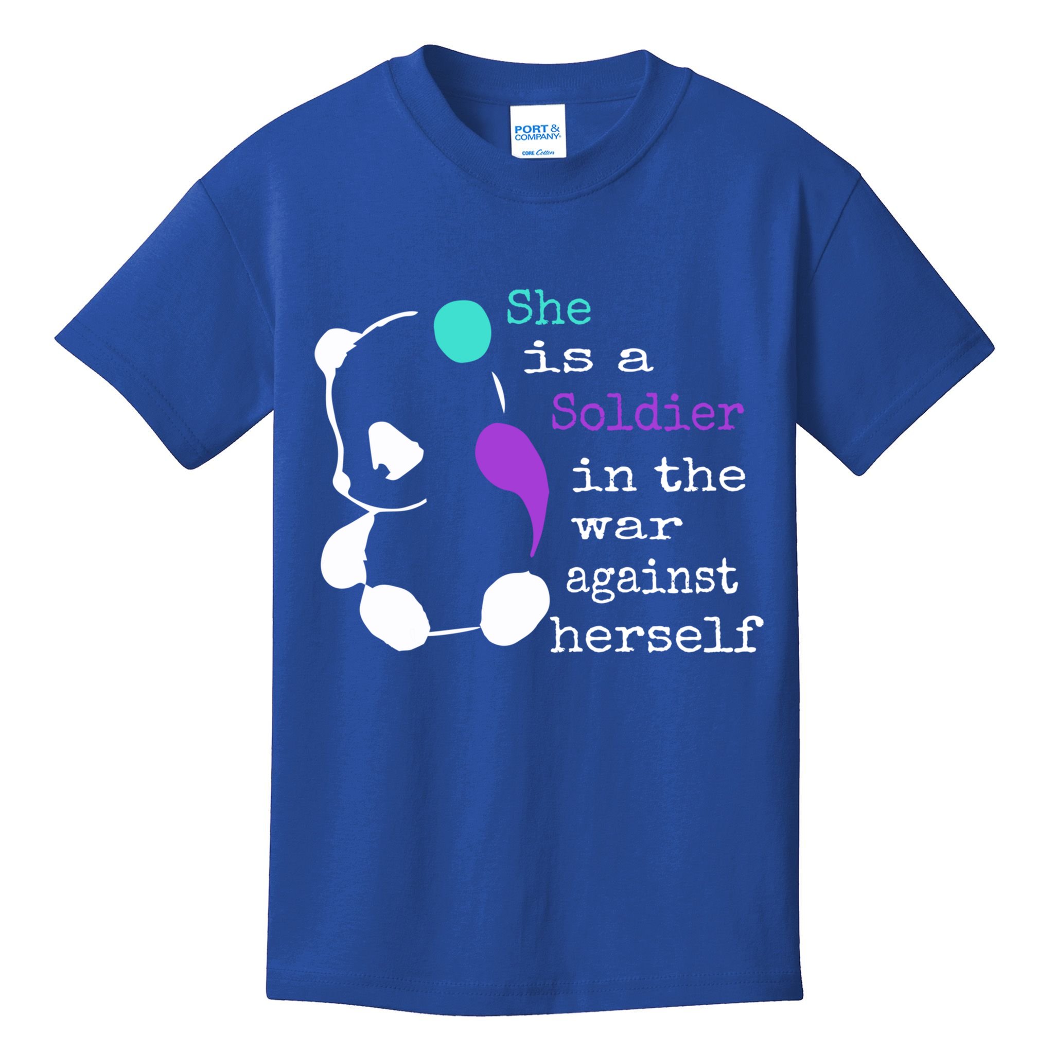She Is A Soldier Semicolon Gift Suicide Prevention Awareness Gift Kids T-Shirt