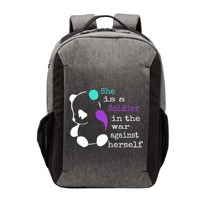 She Is A Soldier Semicolon Gift Suicide Prevention Awareness Gift Vector Backpack