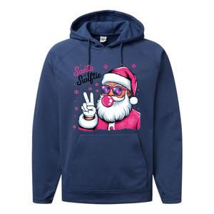 Santa Is A Taylor Lover Funny Christmas Holiday Santa Claus Performance Fleece Hoodie