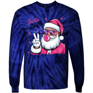 Santa Is A Taylor Lover Funny Christmas Holiday Santa Claus Tie-Dye Long Sleeve Shirt