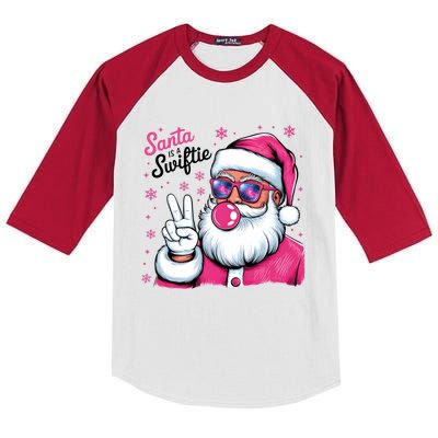 Santa Is A Taylor Lover Funny Christmas Holiday Santa Claus Kids Colorblock Raglan Jersey