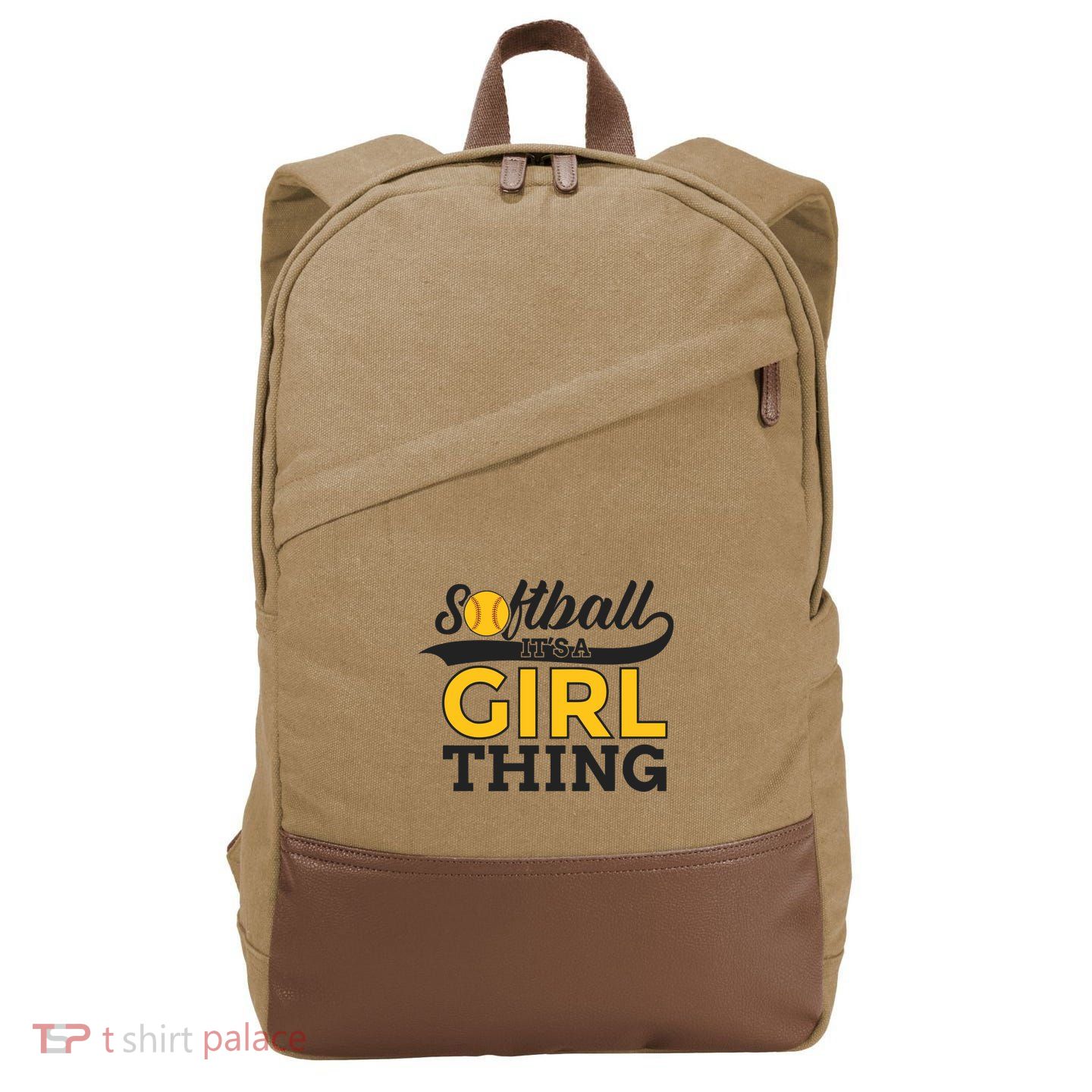 Softball ItS A Girl Thing Cotton Canvas Backpack