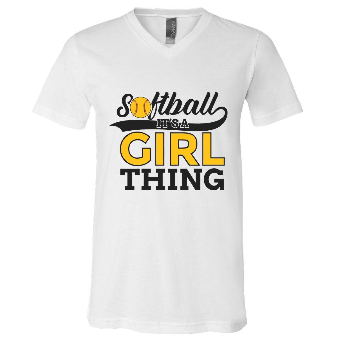 Softball ItS A Girl Thing V-Neck T-Shirt