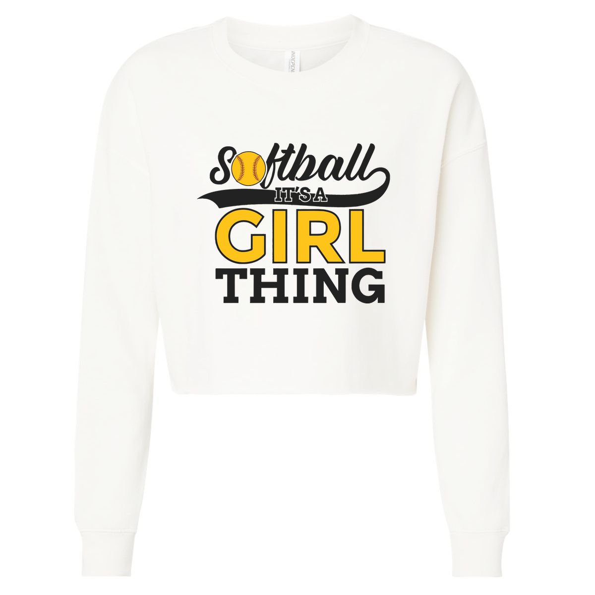 Softball ItS A Girl Thing Cropped Pullover Crew