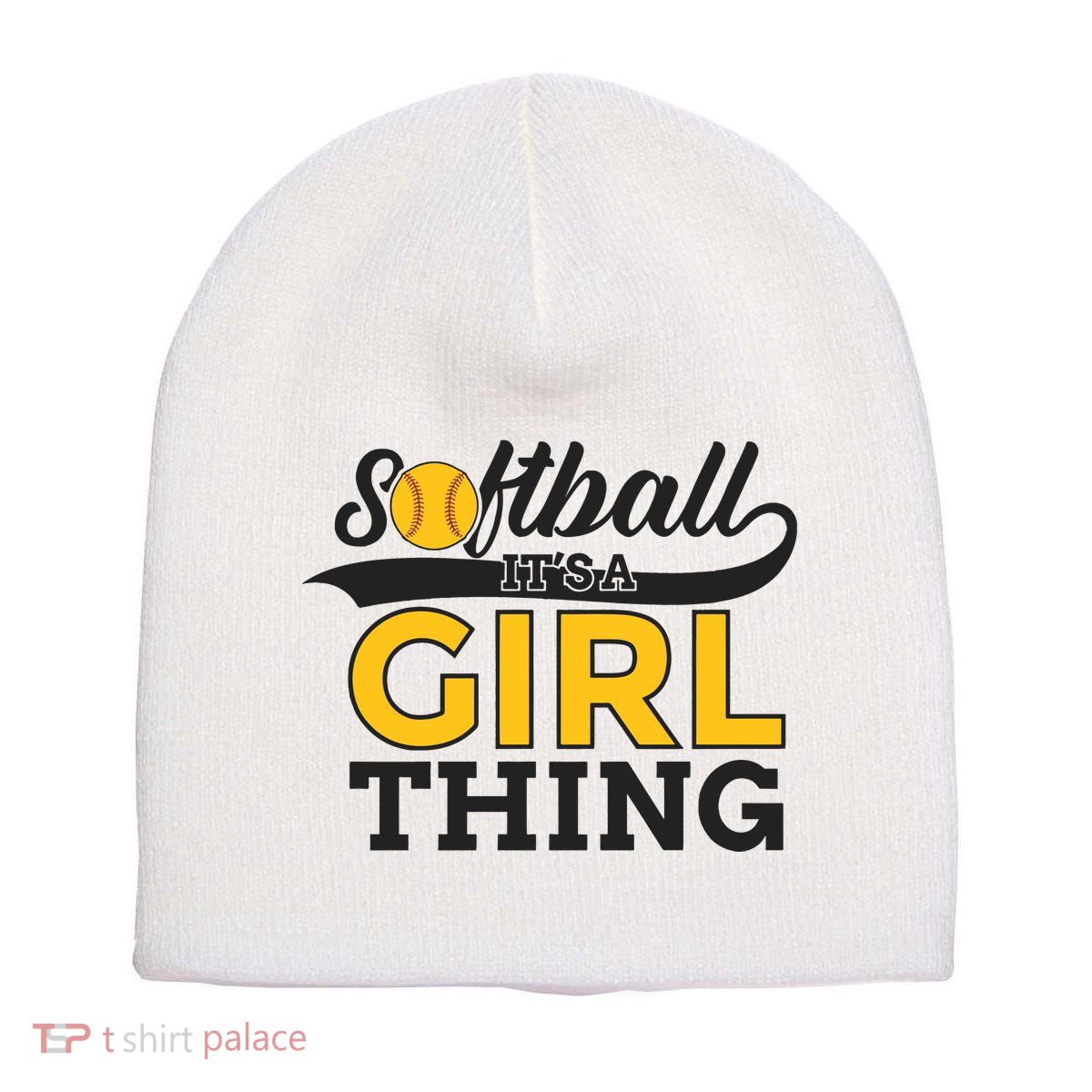 Softball ItS A Girl Thing Short Acrylic Beanie