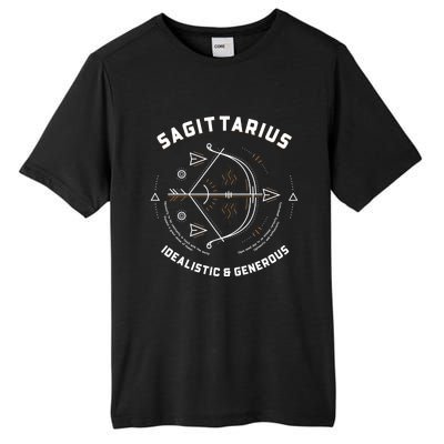 Sagittarius Idealistic And Generous Horoscope Funny Sign Gift Tall Fusion ChromaSoft Performance T-Shirt