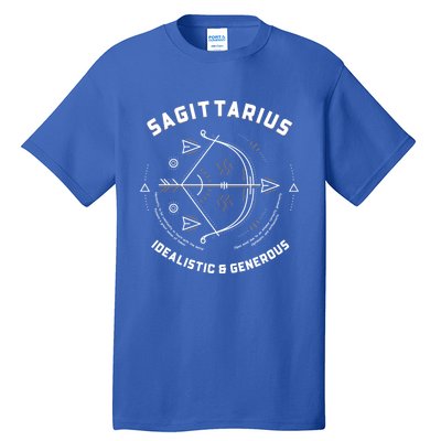 Sagittarius Idealistic And Generous Horoscope Funny Sign Gift Tall T-Shirt