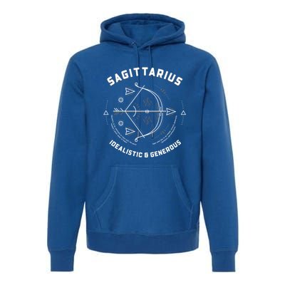 Sagittarius Idealistic And Generous Horoscope Funny Sign Gift Premium Hoodie