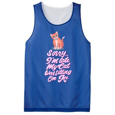 Sorry I Am Late My Cat Was Sleeping On Me Great Gift Mesh Reversible Basketball Jersey Tank