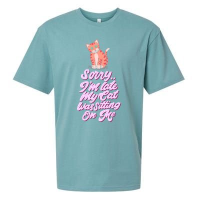 Sorry I Am Late My Cat Was Sleeping On Me Great Gift Sueded Cloud Jersey T-Shirt