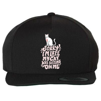 Sorry I Am Late My Cat Was Sleeping On Me Great Gift Wool Snapback Cap