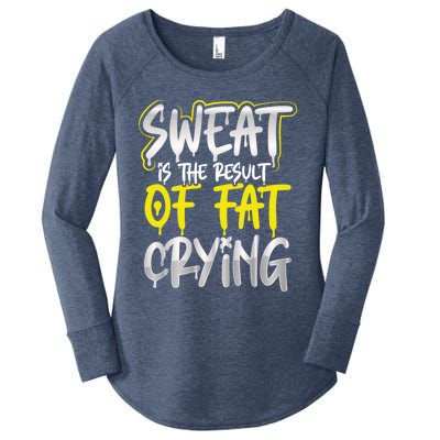 Sweat Is A Result Of Fat Crying Funny Gift Workout Gym Design Cool Gift Women's Perfect Tri Tunic Long Sleeve Shirt