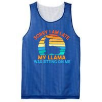 Sorry I Am Late My Llama Was Sitting On Me Funny Llama Meaningful Gift Mesh Reversible Basketball Jersey Tank